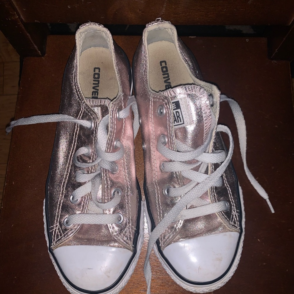 Rose gold converses girls size 3